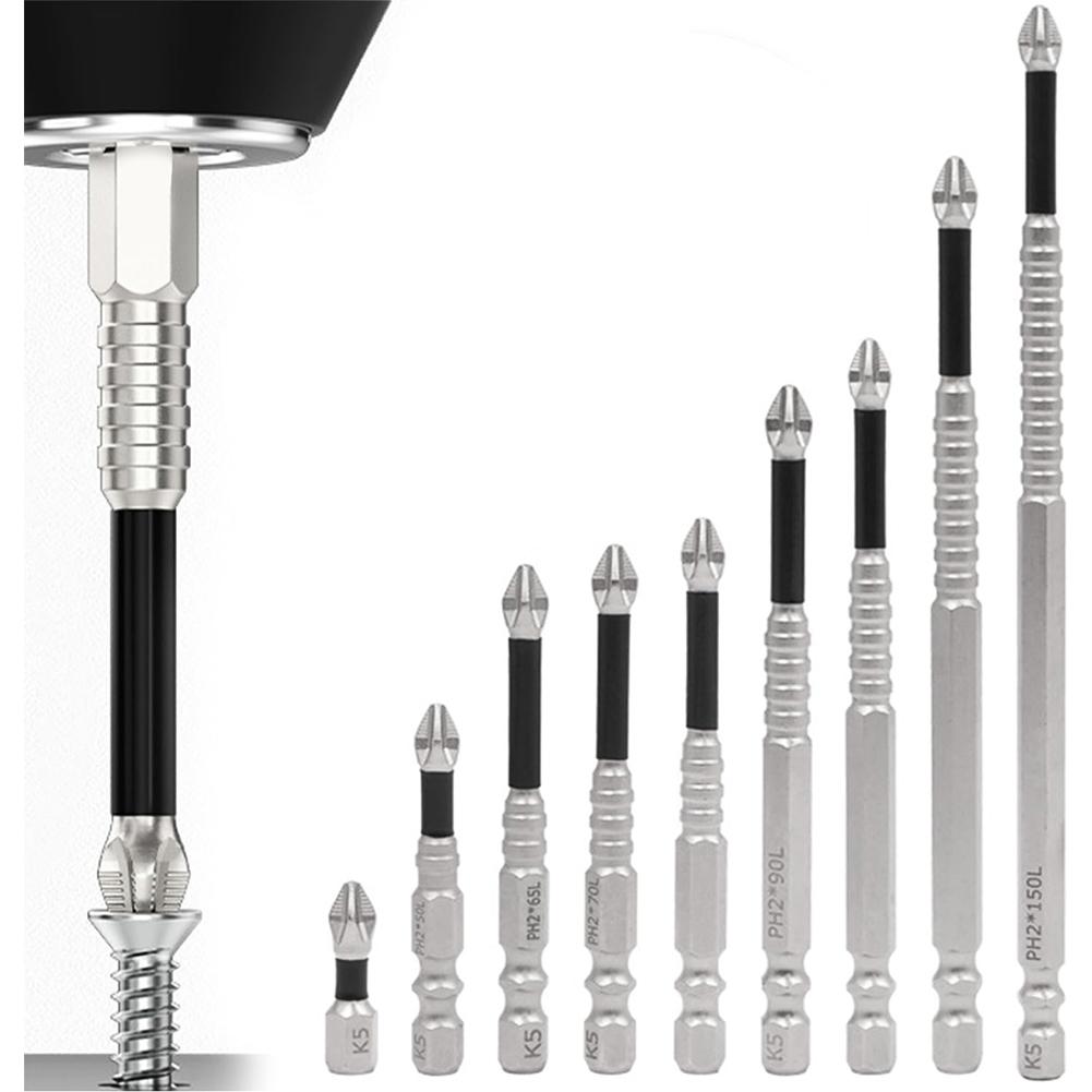 6/9 Pcs High Magnetic Screwdriver Drill Bit Kit Magnetic Screwdriver Bits with Threaded Cross Shaped Strong Magnetic Drill Head