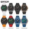 Sanda Dual Display Waterproof Barrel-Shaped Electronic Watch with Alarm for Students and Parties