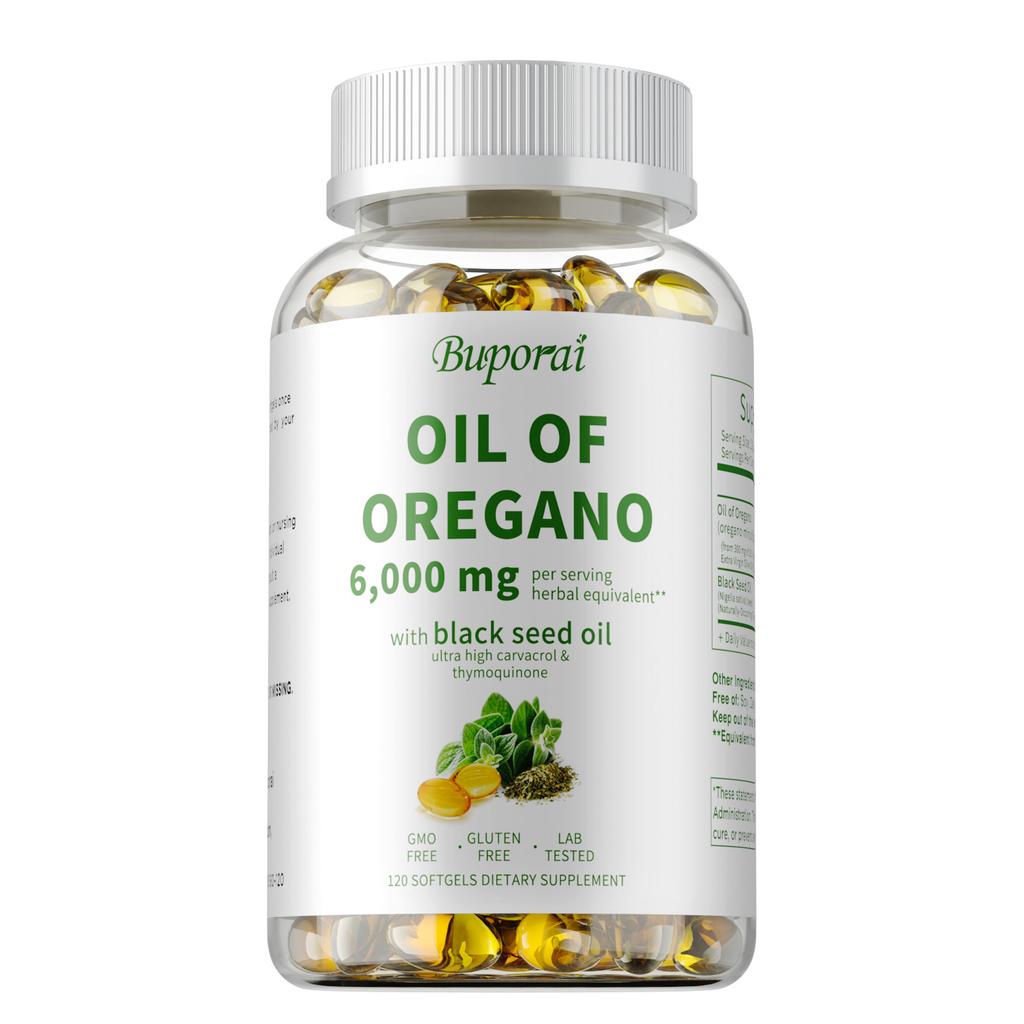 Integratore Olio di Origano 6000mg | 120 Capsule Morbide | Contiene Carvacrolo | Salute Immunitaria, Integratori Antiossidanti