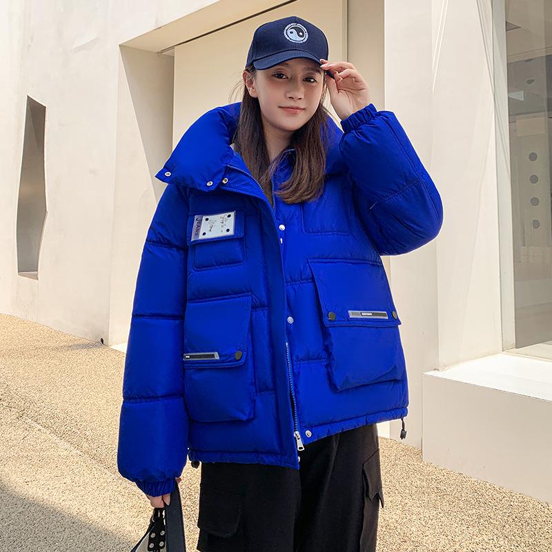 

Куртка с воротником-стойкой, женская короткая свободная студенческая модная утолщенная стеганая куртка, зимнее пальто, женская стеганая куртка XXL