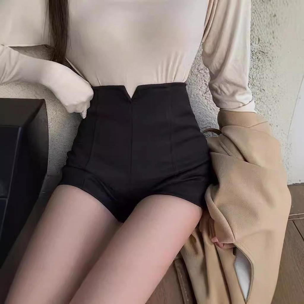 Korean Style High Waist Woolen Black Shorts - Autumn/Winter Casual Versatile Slimming Booty Shorts