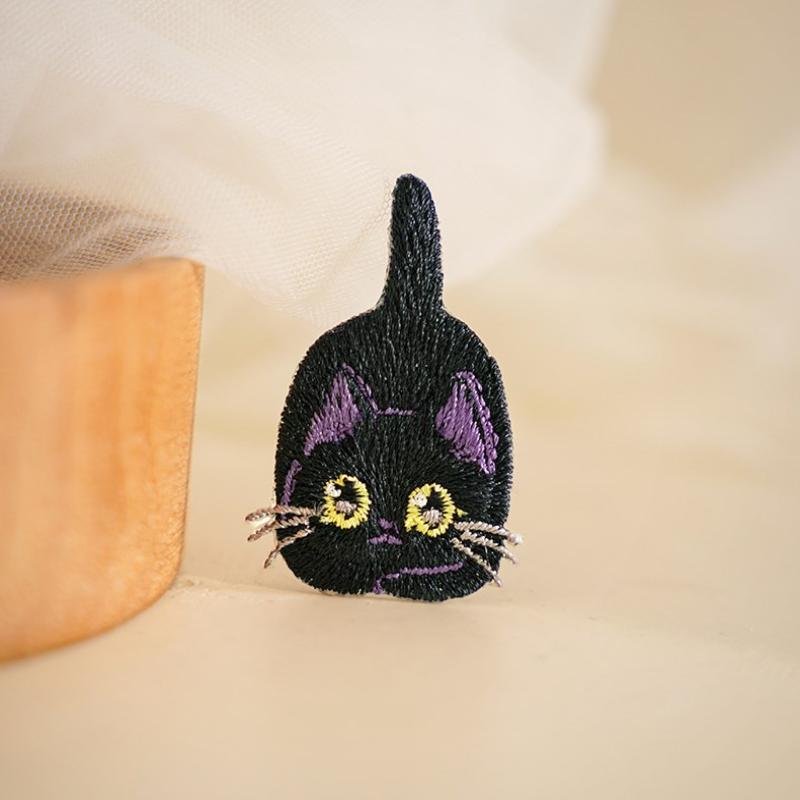 Insigne Pisică Neagră Desen Animat Patch-uri Pentru Haine Logo Accesorii Patch-uri Decorative Autocolante Aplicații Brodate DIY Pentru Cusut