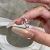 Luoxi Temple Jewelry 2024 Sterling Silver Ring: 925 Round Bead with Diamond Spacers, Stackable Evening Party Fashion.