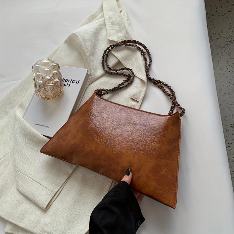 Golden Leather Texture Single Shoulder Casual Women's Hand-held Bag - Vintage Rivets Armpit Slung