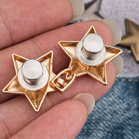 Reusable Jean Button Star Pants Waist Tightener Pin, Adjuster Buckle for Instant Jeans Dresses Skirts, No Sewing Clothing Decoration Accessories
