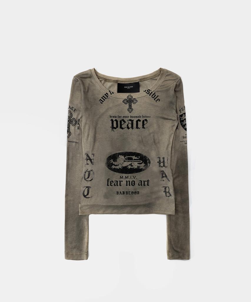 BADBLOOD Peace Not War Loose Fit T-Shirt - Dusty Beige