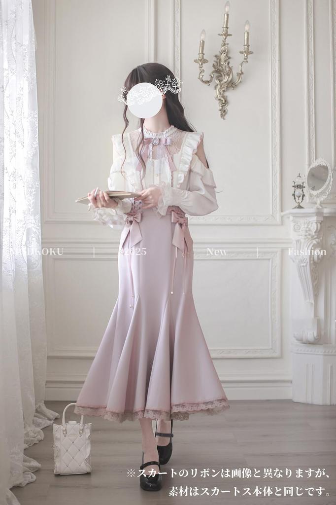 Neat and Clean Fully Maxi Mori French Long Size M [MODKOKU] Open-Shoulder Women's Dress, Off-the-Shoulder, Sexy, Lace, Ribbon, Skirt, Lolita, Girl,
