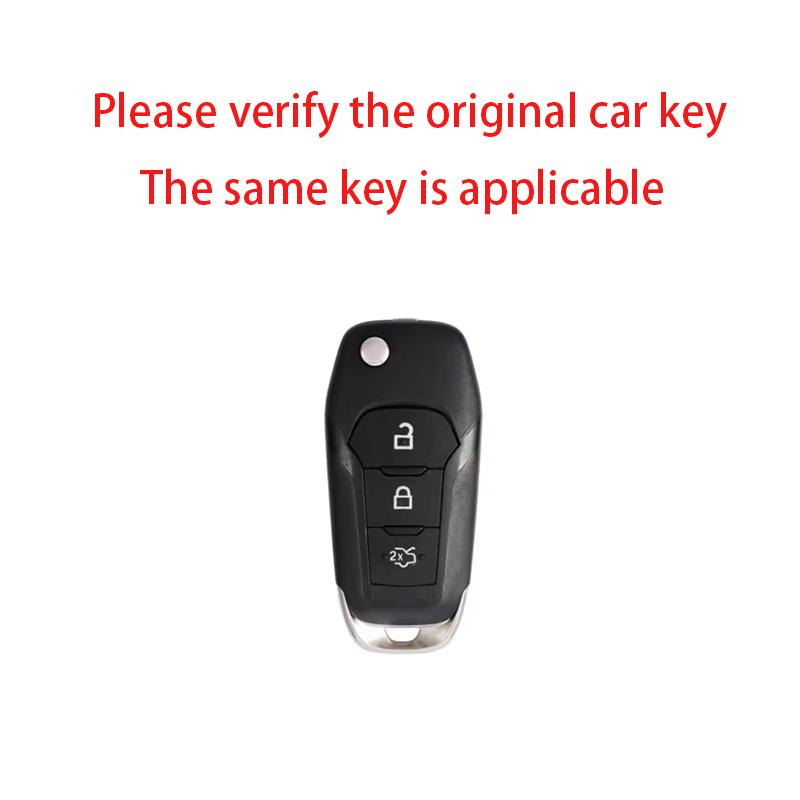 Metal Leather Flip Remote Fob Car Key Case Cover Holder Shell For Ford F-150 F-250 F-350 Explorer Ranger Ka Fiesta Ecosport