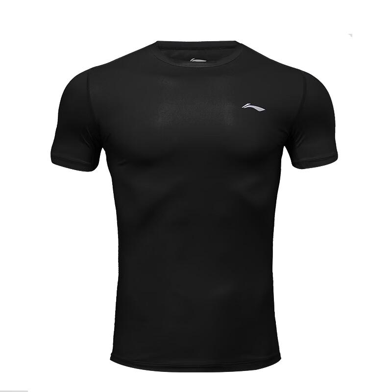 Li Ning Sports Fitness Clothing Gym Football Basketball Training Short Sleeve Breathable Quick Dry Cycling Wear Men tops AUDS099