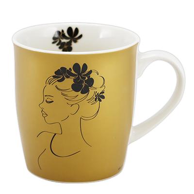 [A3178] - Gold 'Boudoir' Porcelain Mug (face-bun) - 9. 5x8. 5 Cm (32. 5 Cl)