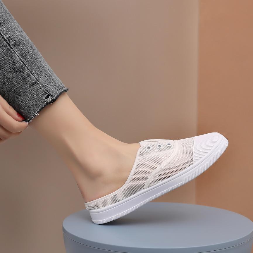 New low-top canvas shoes, student flat-bottomed casual women's shoes, one-pedal lazy shoes, little white shoes