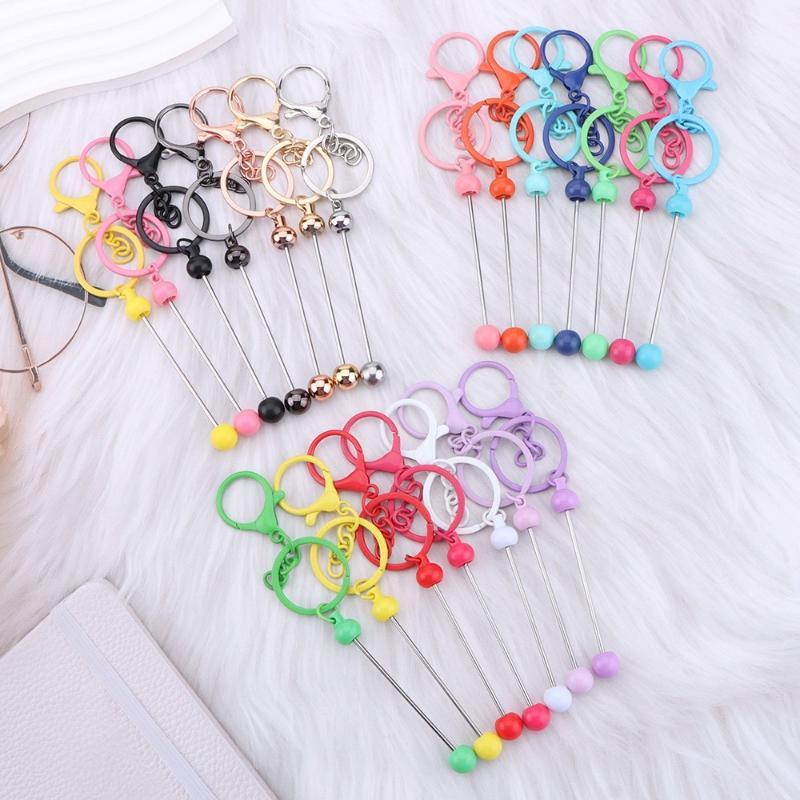 6Pcs Metal Beadable Keychain Bars Beading Key Chain Bar Blanks For Beads Pendant Jewelry Charms Lanyard Diy Crafts Gift