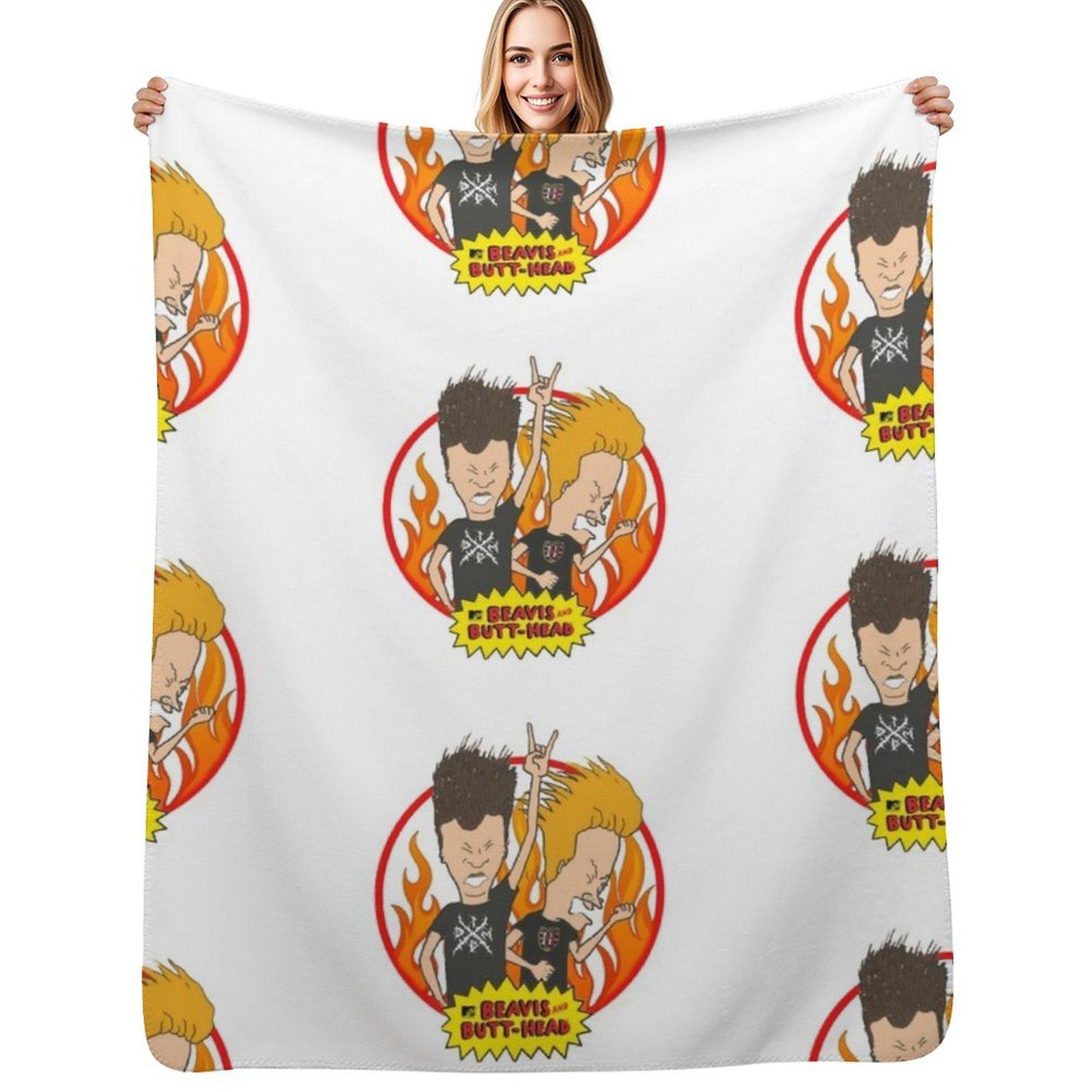 Beavis and butthead Throw Blanket Durable Warm Blanket for Daily Home Use Size: 75*100cm, Weight: 230 GSM