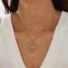 Gold Plated Stainless Steel Two-tone Daisy Pendant Snake Chain Necklace for Women
