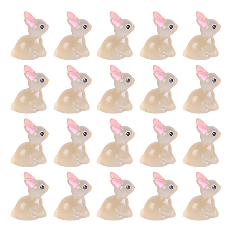 Glowing Rabbits Figurine Light Emitting Resin Decorations for Bedroom or Microlandscape Gardening Figurines 20PCS
