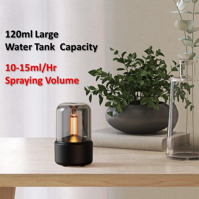 120ml Große Wassertankkapazität Aroma Diffusor Tragbarer Luftbefeuchter Elektrisch USB Kerzenlicht Luftreiniger