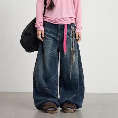 Jeans Scimitar da donna retrò neri e grigi: Pantaloni alla zuava larghi a gamba larga autunno/inverno