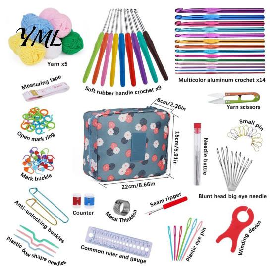 Easy to Use Crochet Tools for Kids 59Pcs/Set Kit, Ergonomic Hooks Yarn Accessories Set Portable Craft Storage Case with Bag, Complete Tool Kit