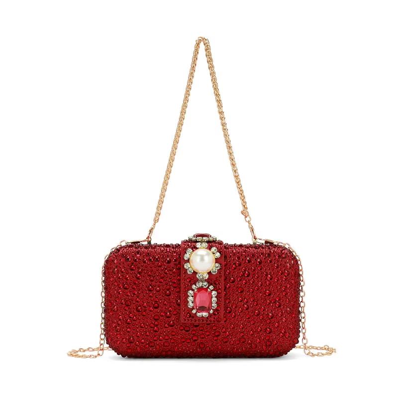 Neue Mode-Designerin Damen Große Diamant-Abendtasche Glänzender Strassstein Perle Hochzeitsfeier Crossbody-Tasche Luxus-Clutch Handtasche