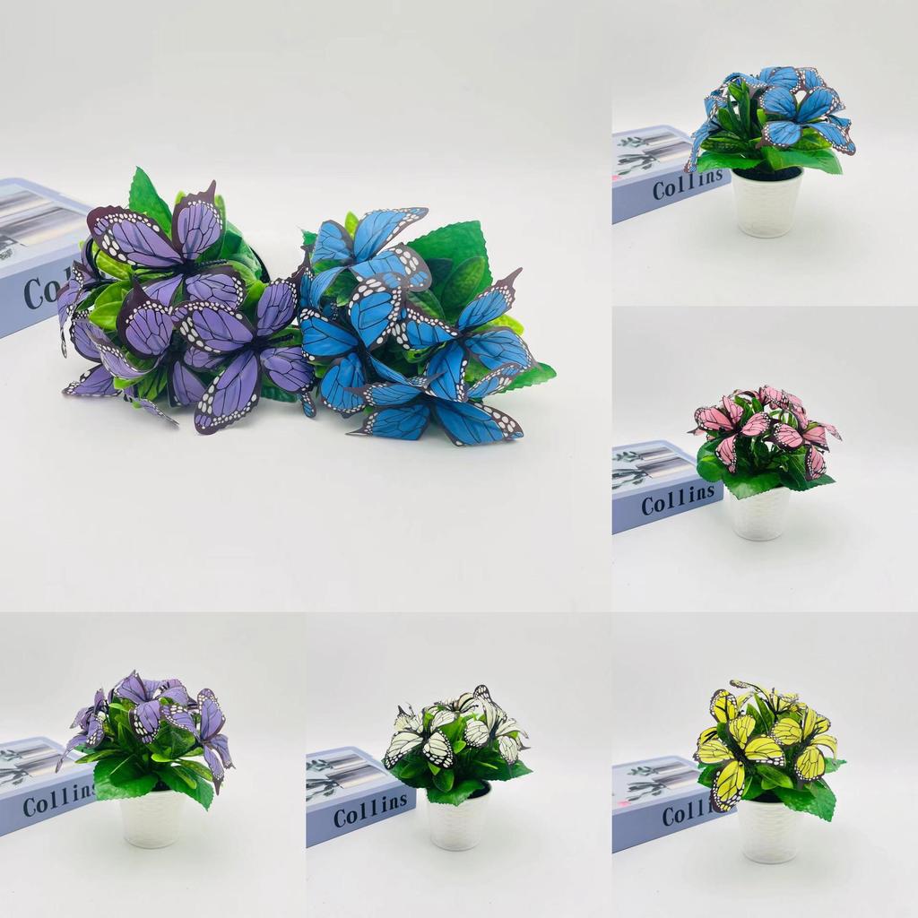 Butterfly Artificial Flower Pot For Home Decor And Photography Props