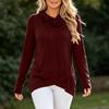 Women's Long Sleeve Hoodie Pullover with Hem Slit Color - Casual Everyday Wear