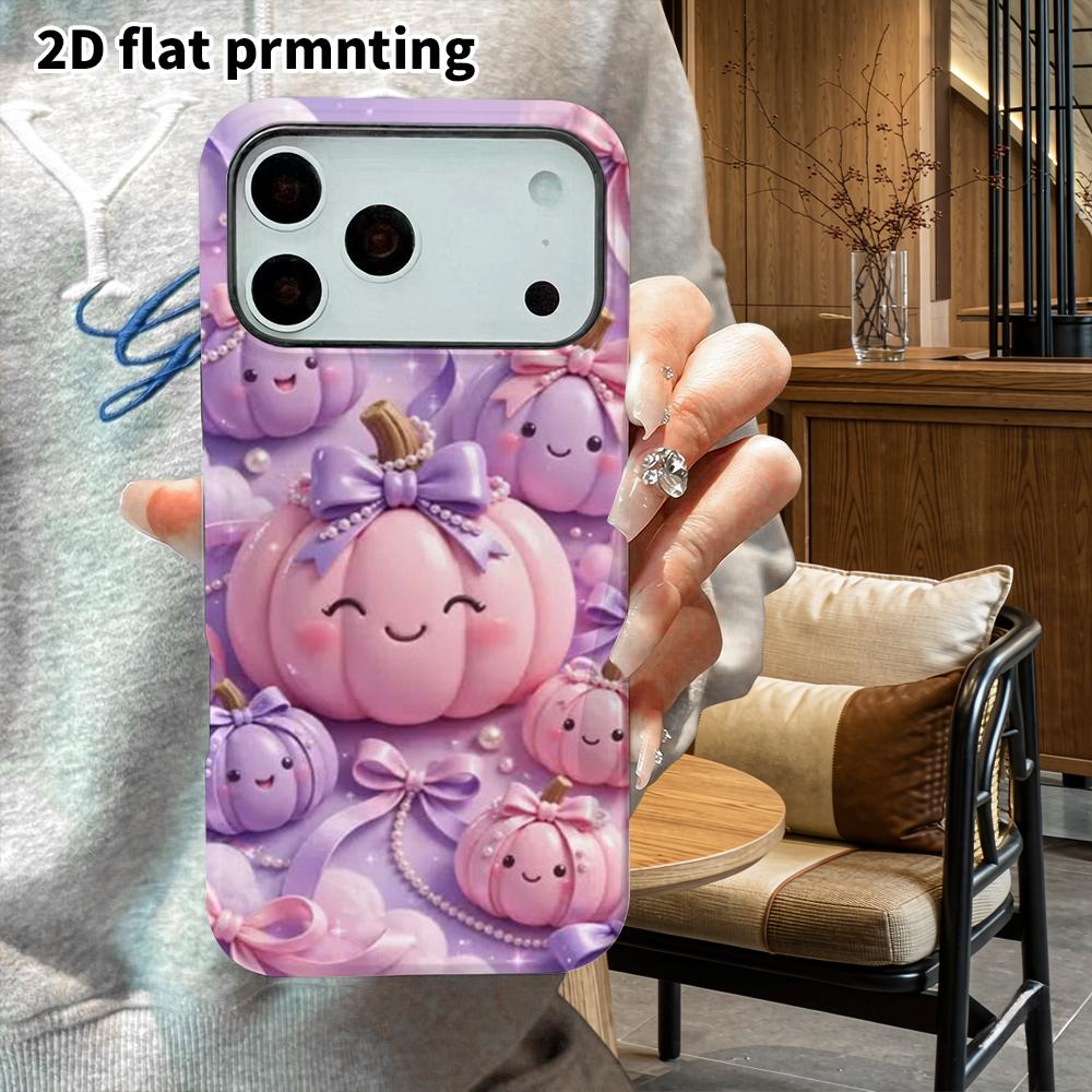 Phone Case: 2D Flat Design Suitable for iPhone 18, 17, 16, 15, 14, 13 Pro Film Protective Case, Couple Style, Cute Pumpkin, Christmas and Halloween Gi