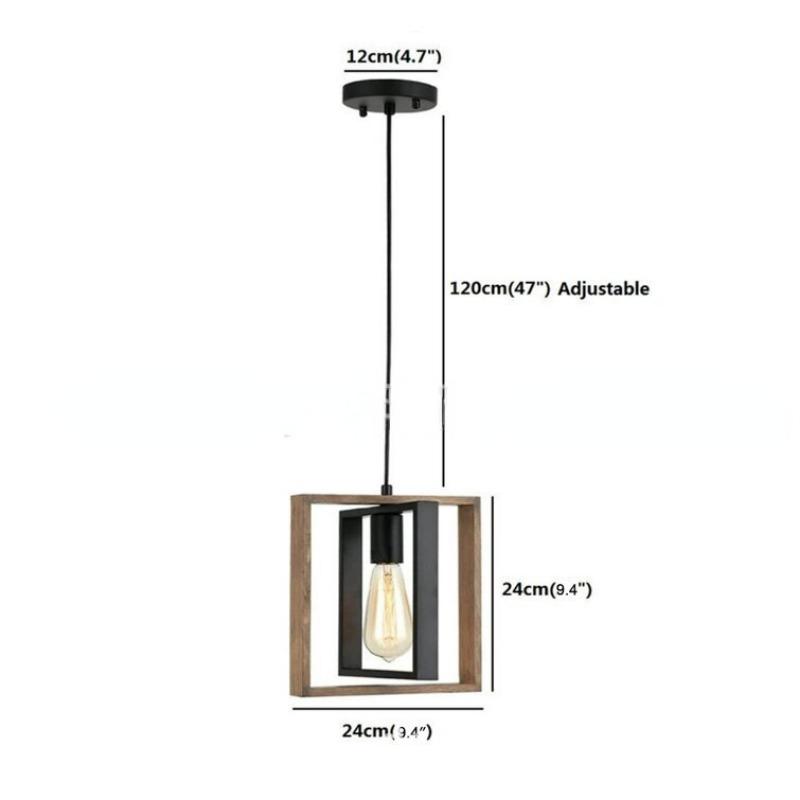 Creative Dining Table Light Industrial Style Retro Island Table Light Solid Wood Iron Art Bar Table Light for Restaurant Pendant Light