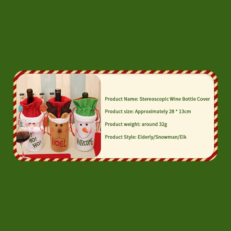 Set capac pentru sticle de vin de Crăciun Om de zăpadă Moș Crăciun pungi pentru sticle de vin țesute pentru petrecerea de Crăciun Decoratiuni pentru masă Cadouri de Anul Nou
