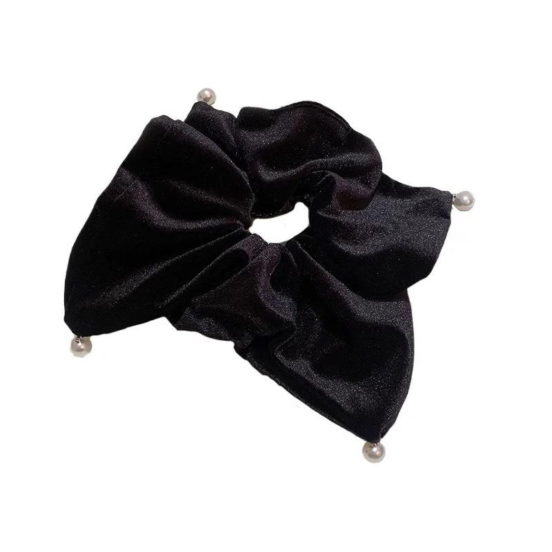 High-End Velvet Black Hair Tie - Versatile Autumn/Winter Bun Accessory for Women
