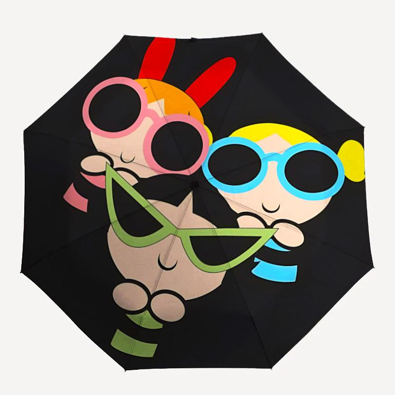 

1pc Powerpuff Girls Automatic Open/close Folding Portable Umbrella with 8-Rib Structure for Women/Men, All-Season Use a0901094
