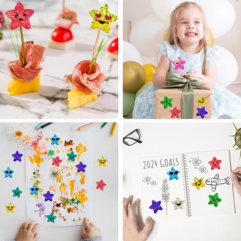 Waterproof Laser Star Stickers: DIY Self-Adhesive Smile Face Stars