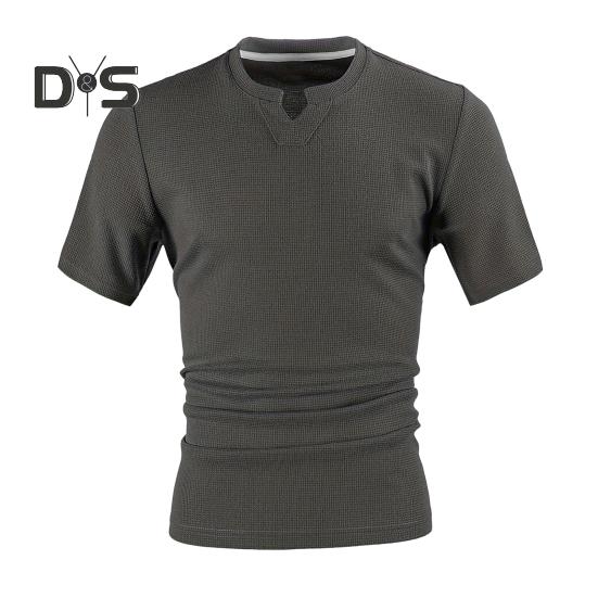 Tricou bărbați cu guler în V, mânecă scurtă, culoare solidă, Slim Fit, moale, respirabil, vară, casual, topuri, purtare zilnică