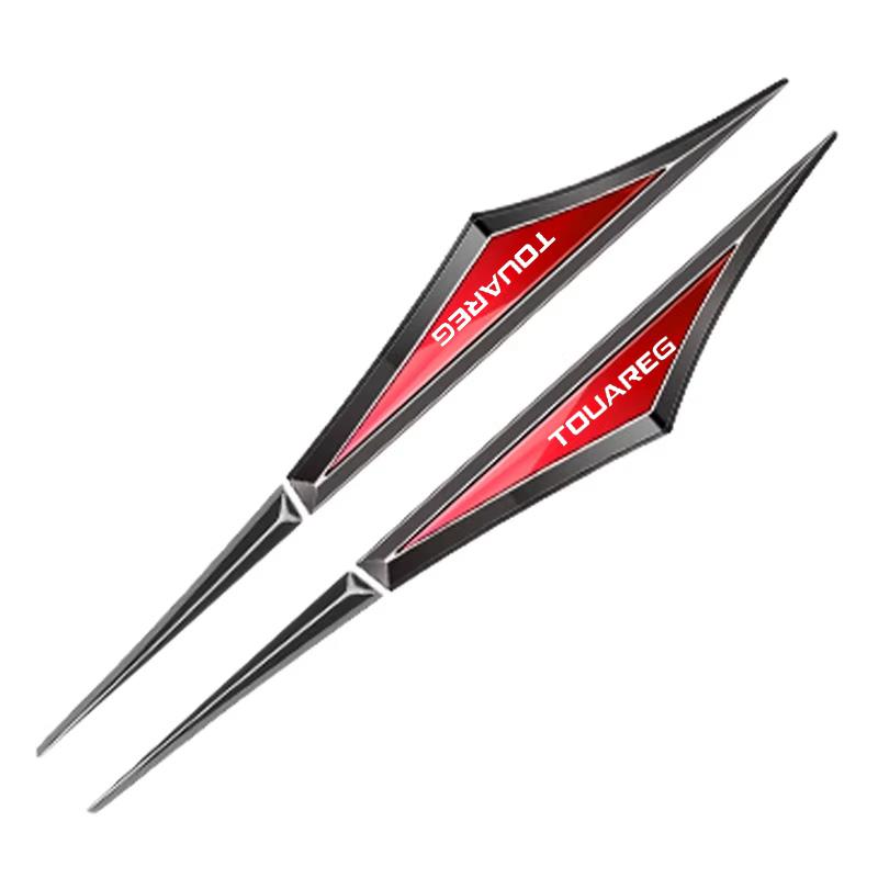 2Pcs for Volkswagen VW Touareg Golf Rline GTI Tiguan Sharan Touran 3D Alloy Knife J198 Emblem Car Body Side Door Blade Fender Sticker