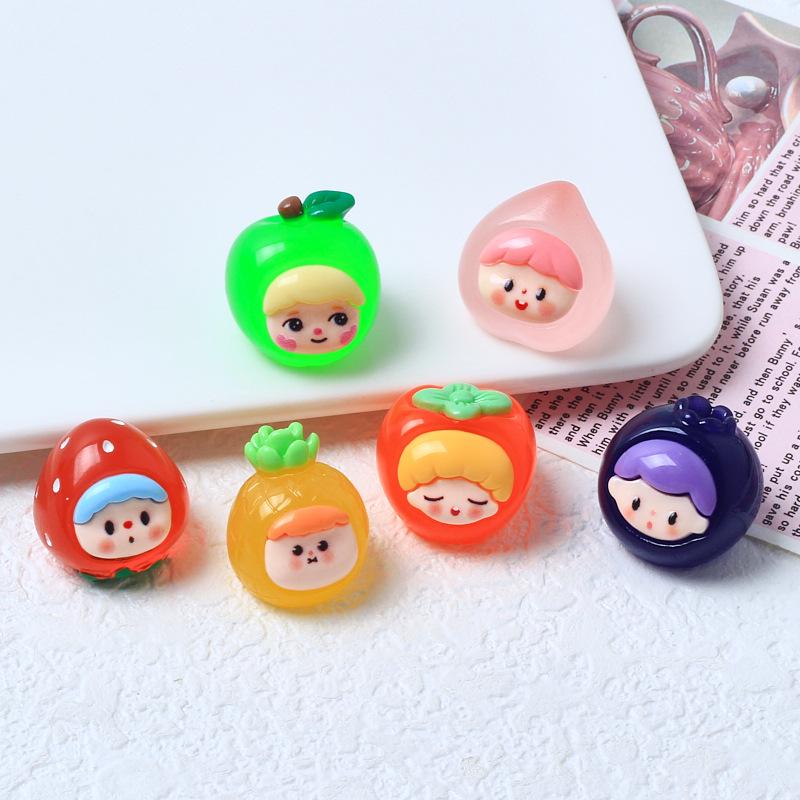 Luminous 3D Fruit Girl DIY Keychain Resin Jewelry Accessories