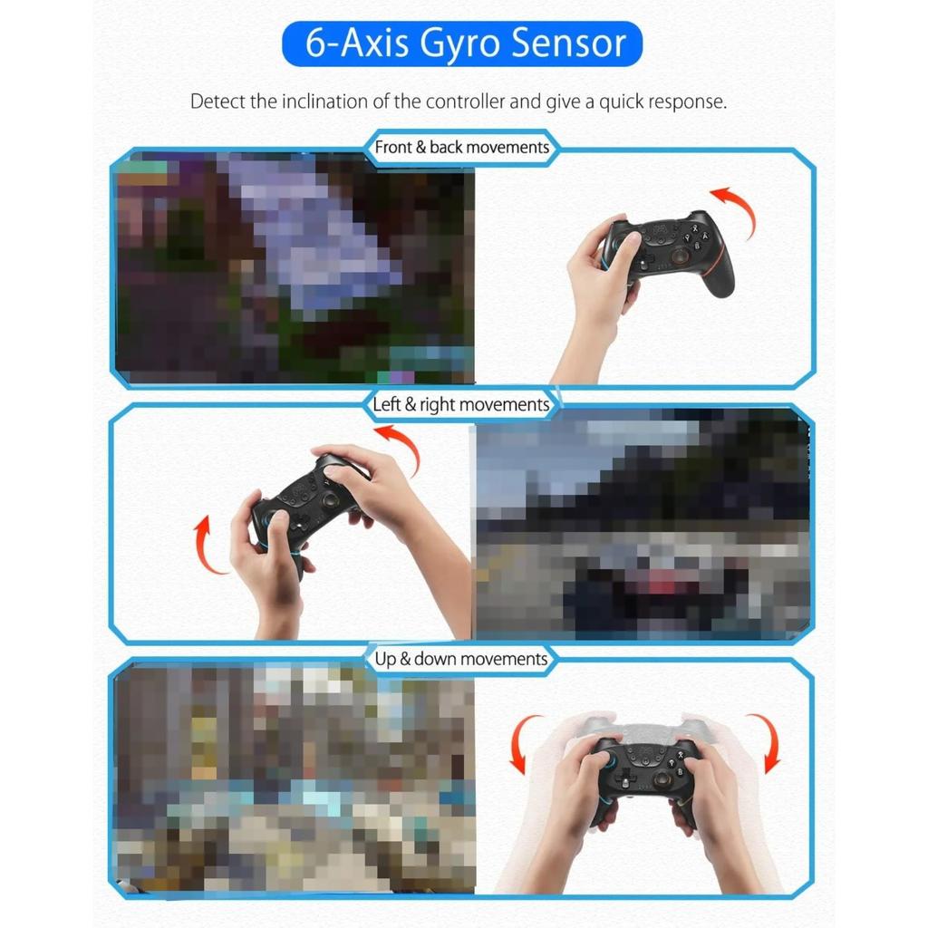 Wireless Gamepad with Adjustable Turbo and Dual Vibration Functions for Switch/Switch Lite/Switch OLED