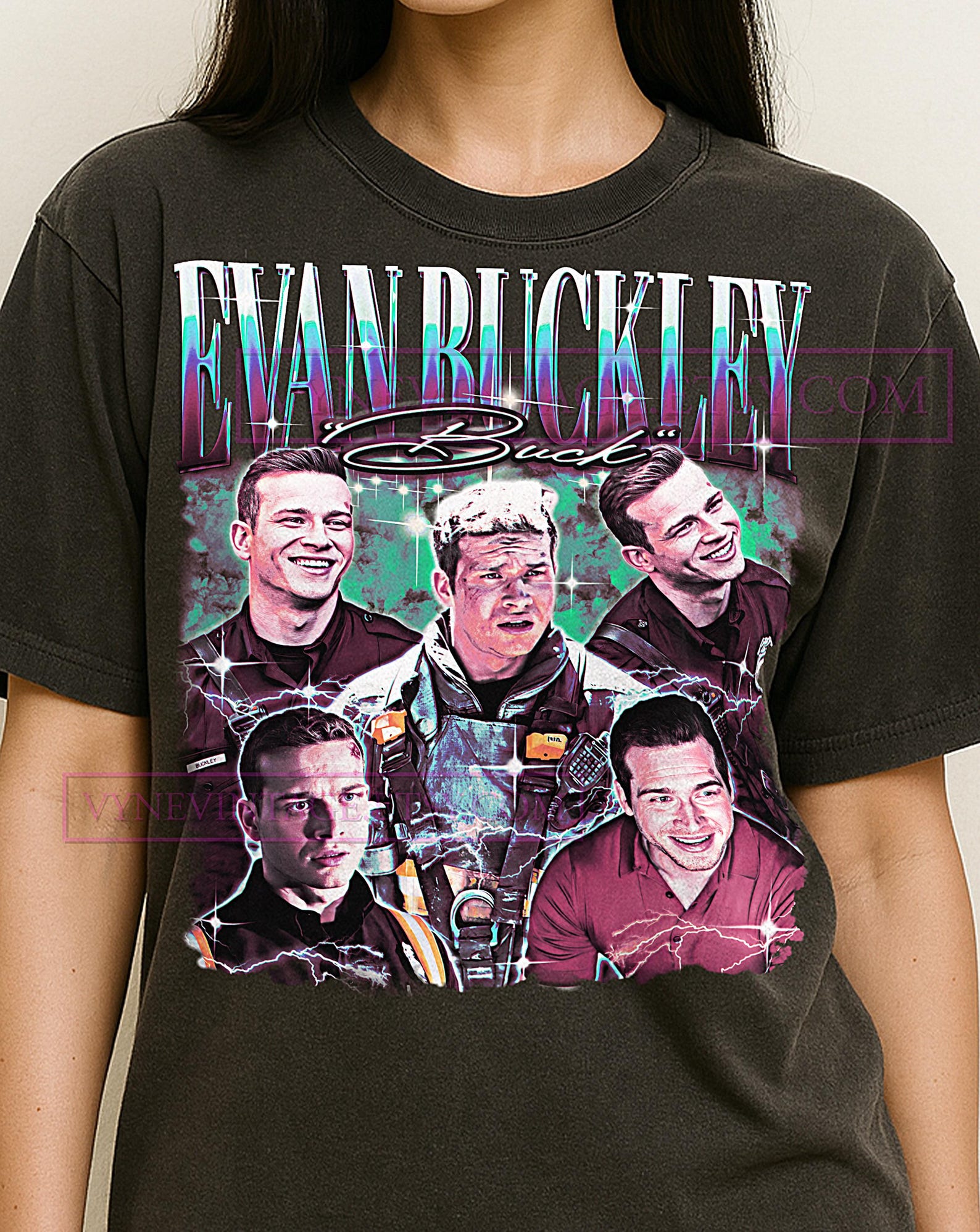 Evan Buckley Buck Shirt, 90s Vintage Retro Bootleg Evan Buckley T-Shirt, Firefighter Hero Graphic Tee, TV Drama Fan Apparel M