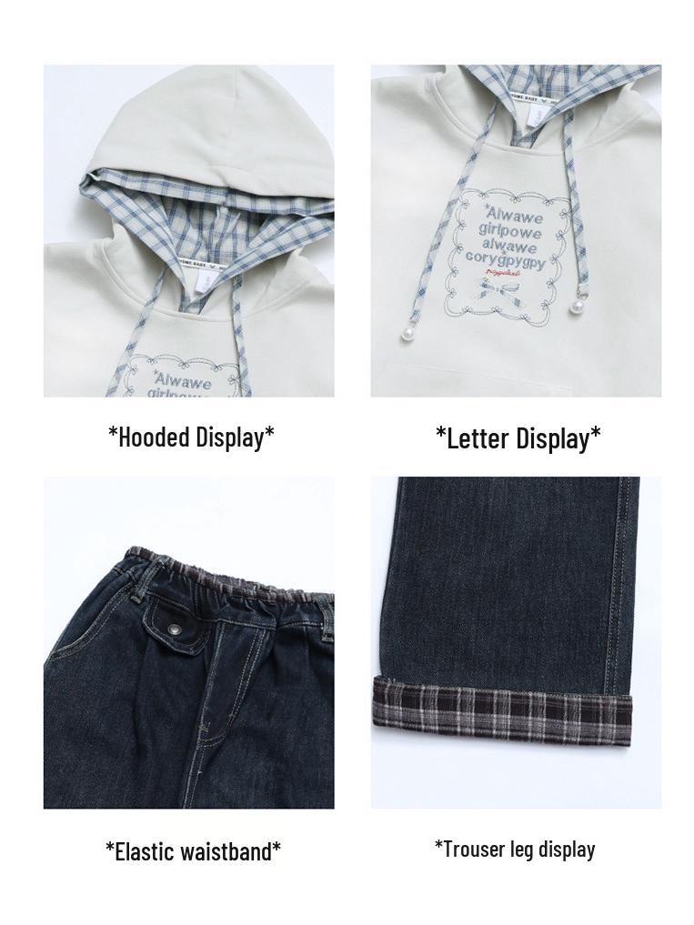 Autumn 2025 Girls' Sporty Two-Piece Set: Stylish Hoodie and Jeans