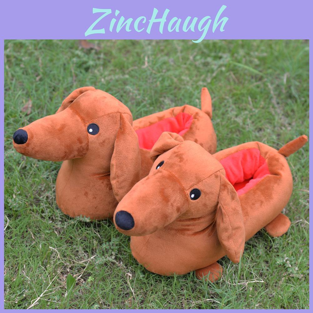 Adorable Dachshund Plush Slippers Cozy Cartoon Design For Comfortable Home Use