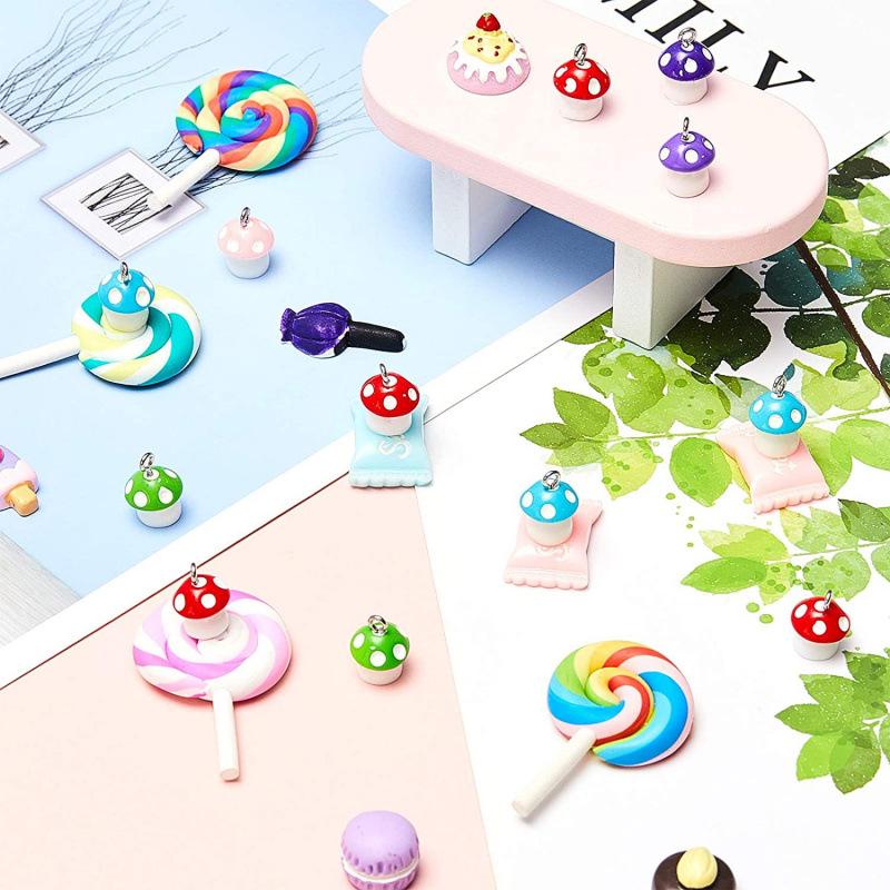 Cross-border Resin Simulation Colorful Mini Mushroom DIY Jewelry Accessories for Earrings, Necklaces, Pendants, Bags, and Keychains