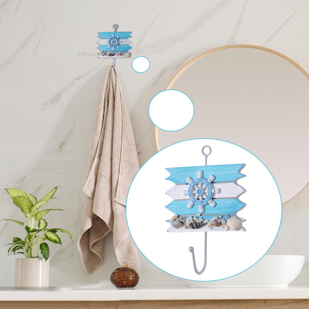 Coat Hooks Wooden Heavy Duty Decorative Rustic Storage Yacht Shaped Towel Hooks Key Holder For Backpack Umbrella Clothes Towel