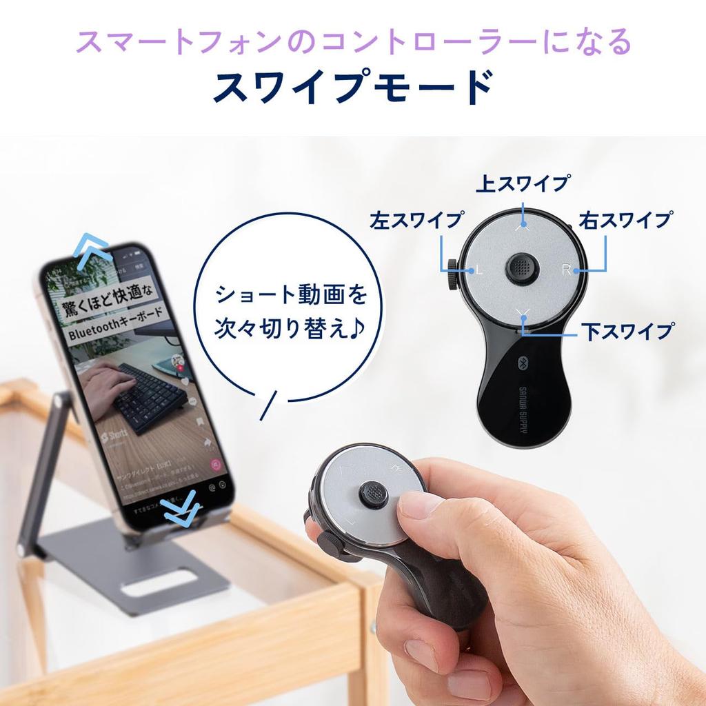 Sanwa Direct Ring Mouse Bluetooth Wheel Charging Compatible with PowerPoint and Keynote 5 Button Finger Mouse Finger USB-C Windows/Mac 400-MABT156BK3