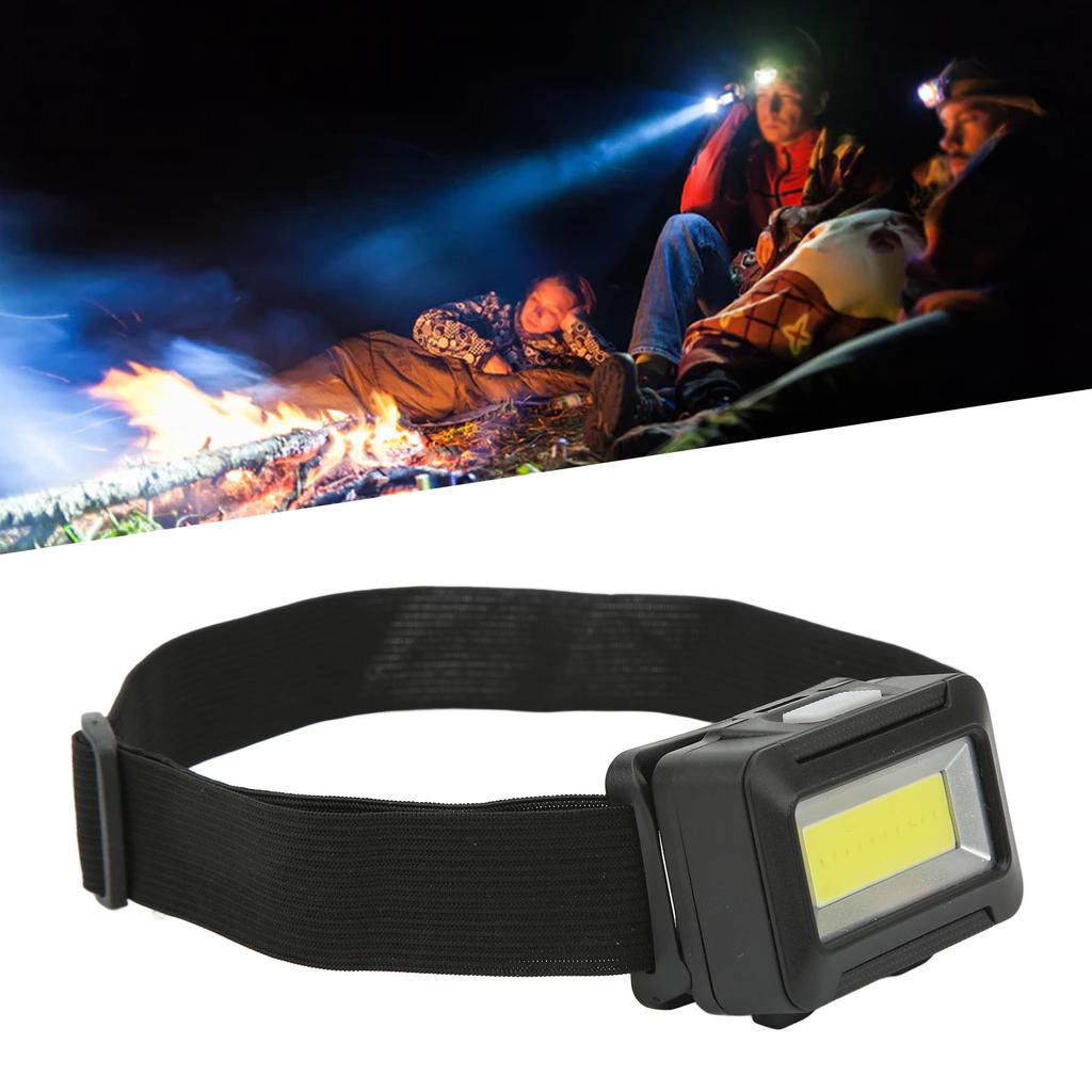 Head Mounted Flashlight Black Battery Powered Lightweight Life Grade Waterproof Headlamp with Comfortable Headband For Camping