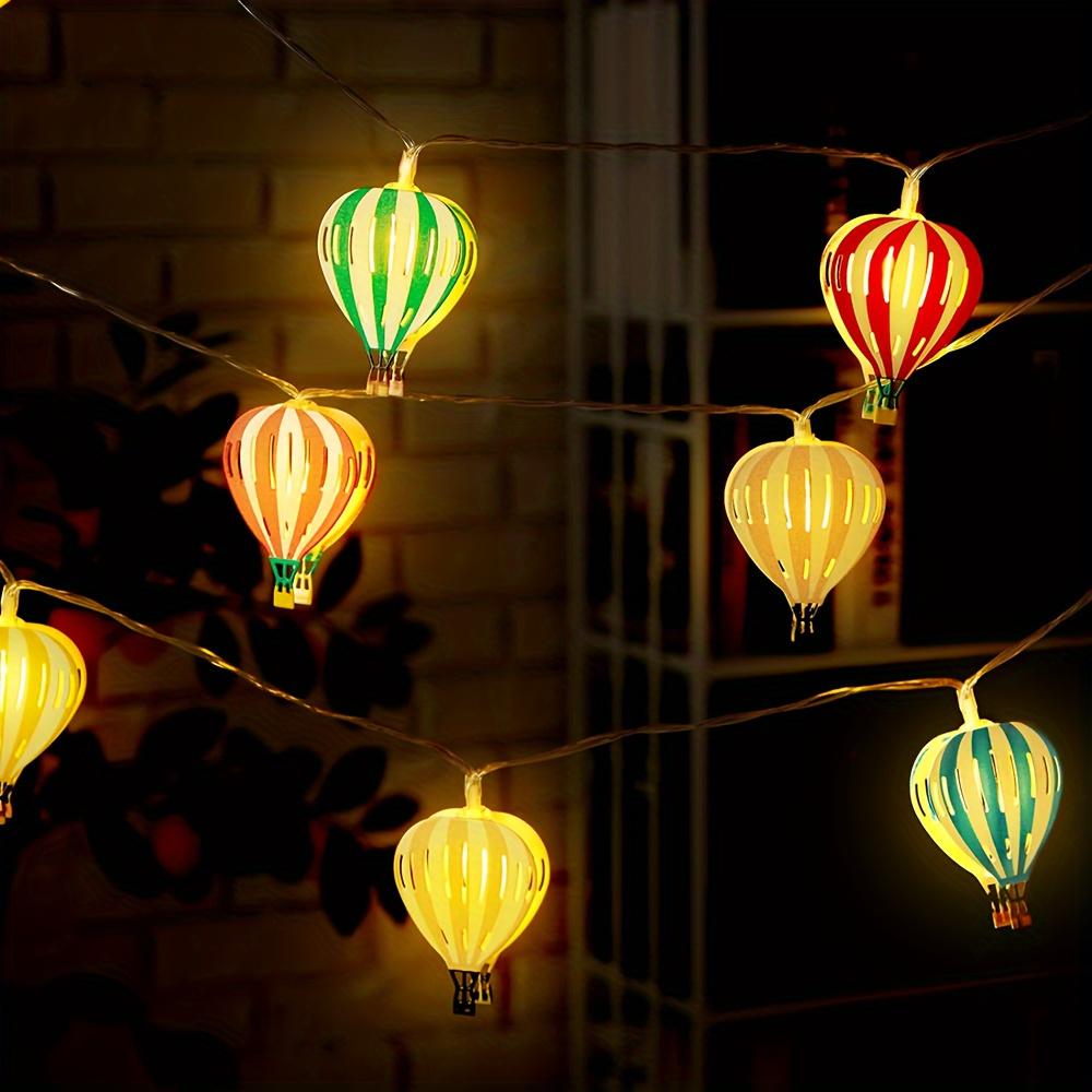 1.65m 10 LED Hot Air Balloon Warm White String Light Bedroom Garden Hanging Light for Kids Birthday Baby Shower Party Decoration