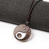 Obsidian Yin Yang Tai Chi Pendant: Double Fish Amulet Necklace for Men, Taoist Peace Charm.