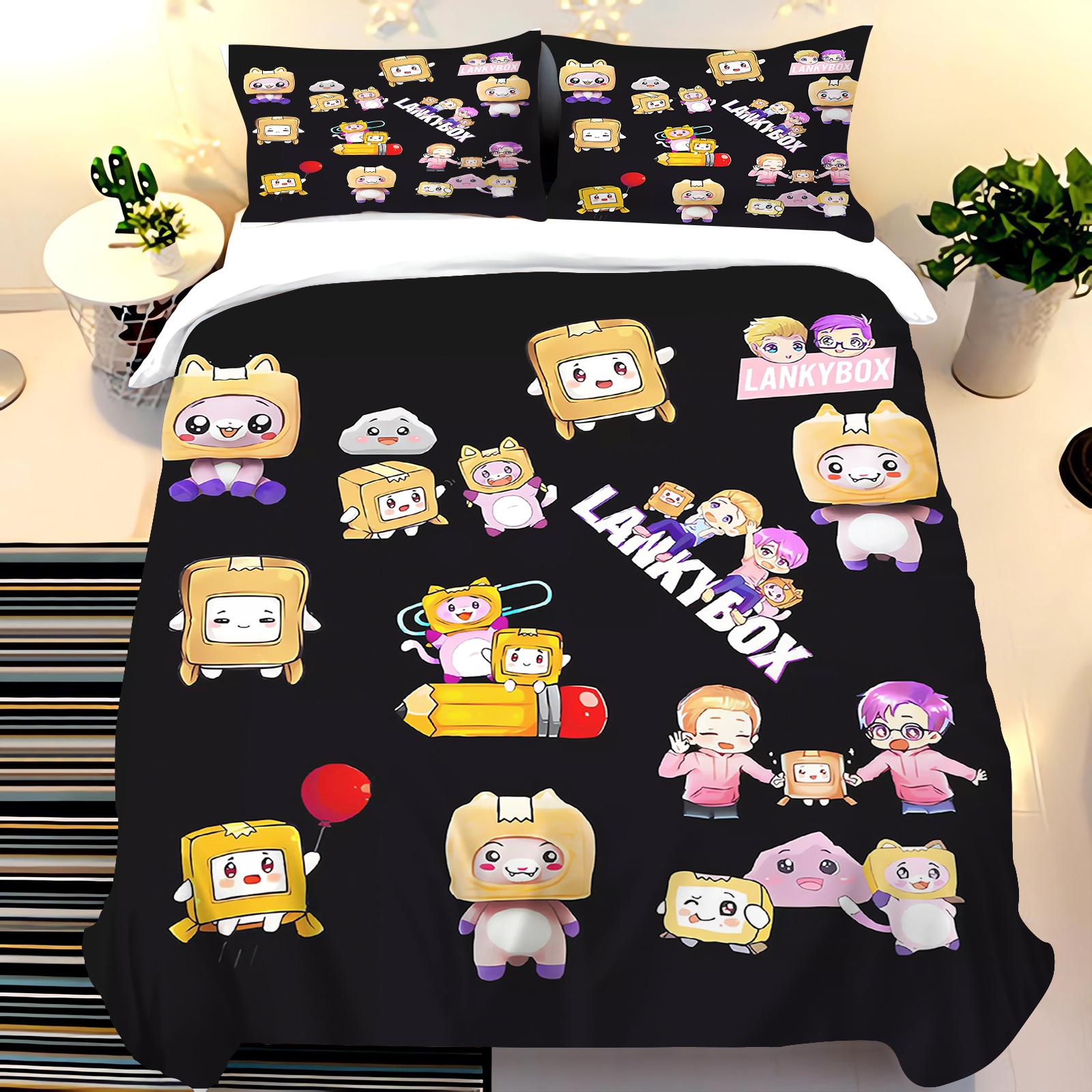 

Cartoon Duvet Cover Pillowcase Bedding Set LLankyboxes Adult Boy Girl Bedroom Decoration Children Gift Single Double Large Size 135x200cm