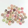 100Pcs Colorful Flower 2 Holes Wooden Buttons Sewing Scrapbook Craft DIY Decor