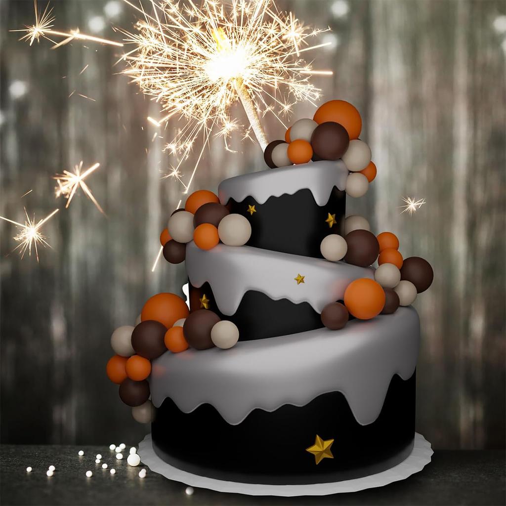 33 Pcs Khaki/Orange/Brown Balls DIY Cake Topper Mini Balloons Cupcake Toppe Decoration for Anniversary/Birthday/Halloween