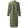 Women Summer Dot Print Long Sleeve Button Long Dress Party Beach Dress
