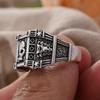 Exaggerated Retro Skull Square Design Thai Silver Men Party Ring Wholesale  Gifts No Fade Cheap