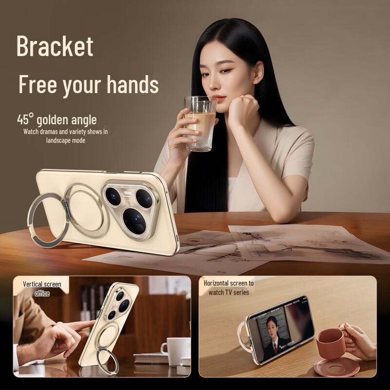 Huawei Pura 80 Series Real Leather Rotating Kickstand Phone Case